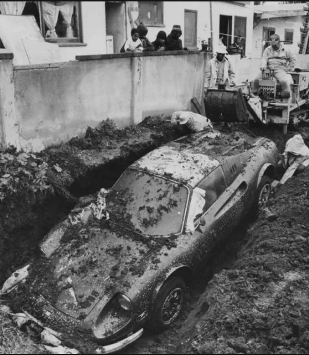Two kids discovered a 1974 Ferrari Dino buried in their backyard while playing in 1978